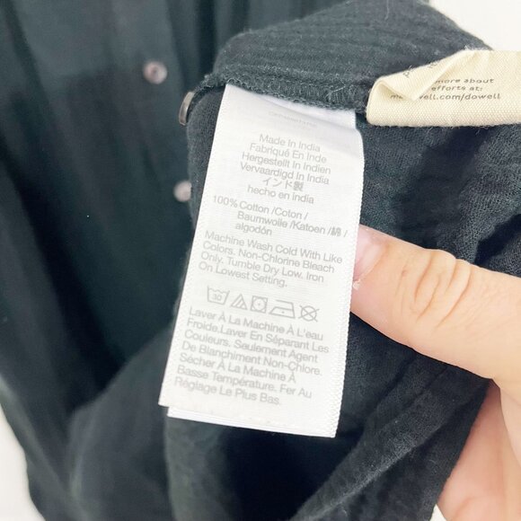 Madewell Lightspun Tiered Button Front Midi Dress Black Gauze V-Neck - Size 00 - Picture 4 of 6